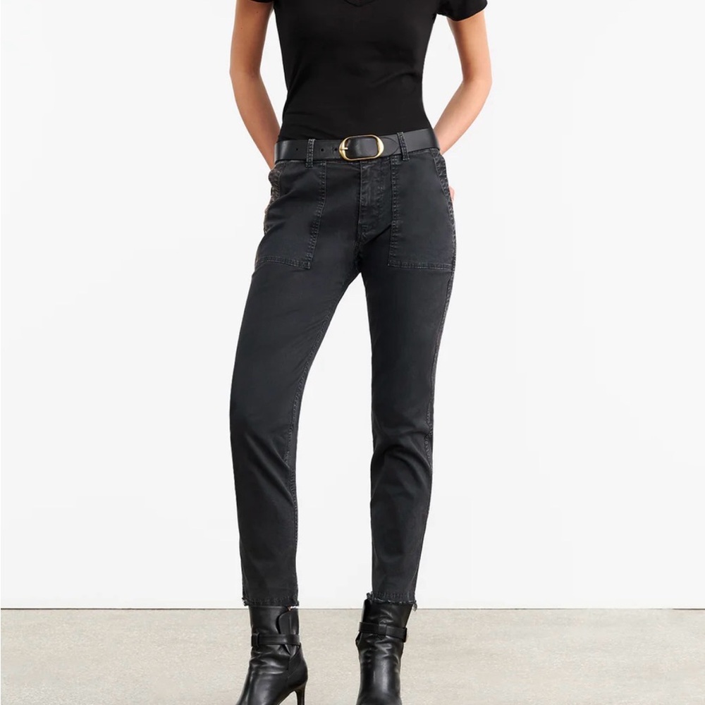 Nili Lotan Jenna Cropped Raw Hem Pants in Carbon Size 10